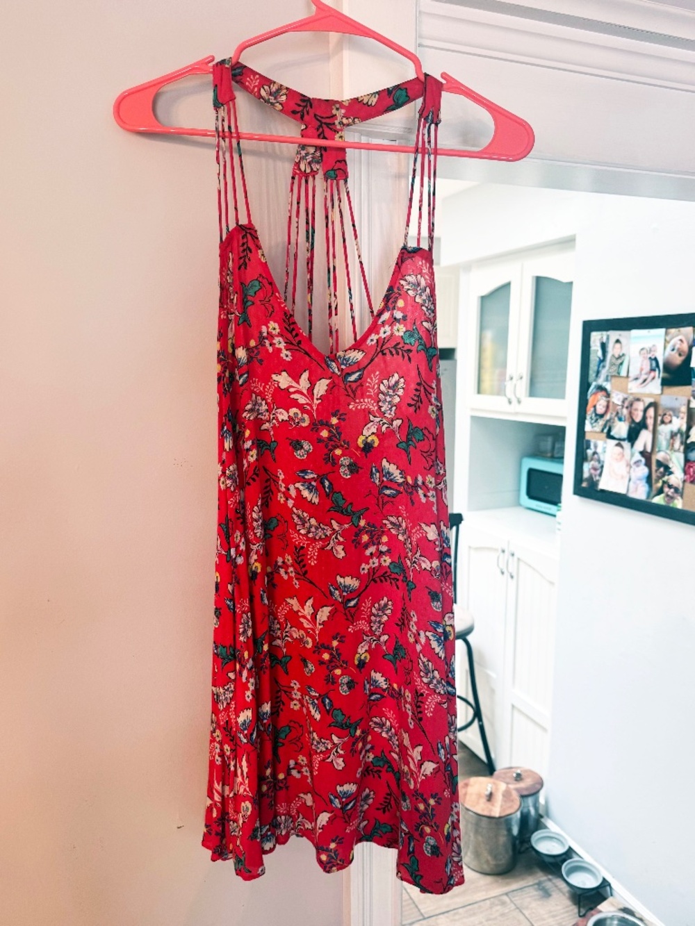 En Creme Red Floral Dress/Top
